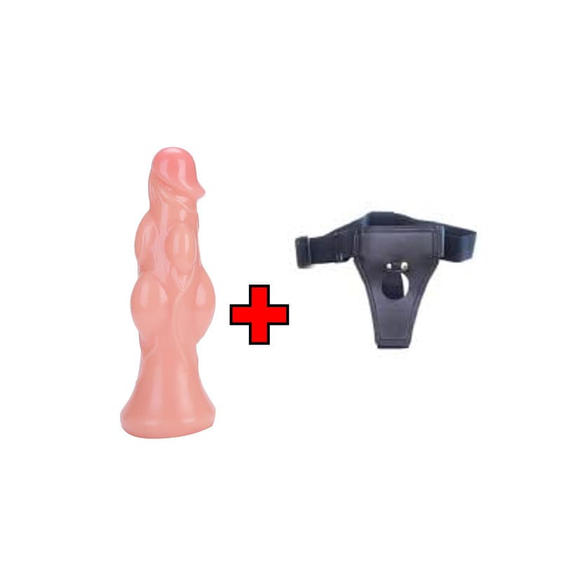17.5 Cm. Boğumlu Extra Zevk Ultra Gerçekçi Doku Vantuzlu – Belden Bağlamalı Kemerli – Dildo