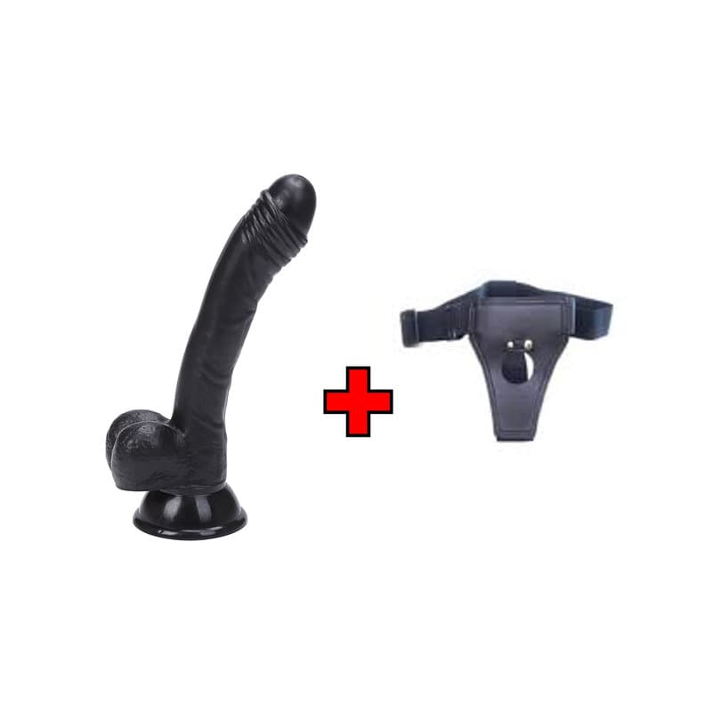 19.2 Cm. Foreskin Boy Ultra Gerçekçi Doku Vantuzlu Testisli Zenci – Belden Bağlamalı Kemerli – Dildo